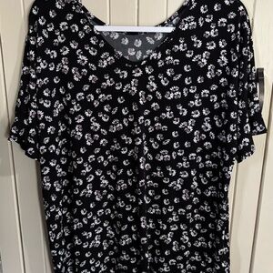 Casual Black Floral Women's Blouse